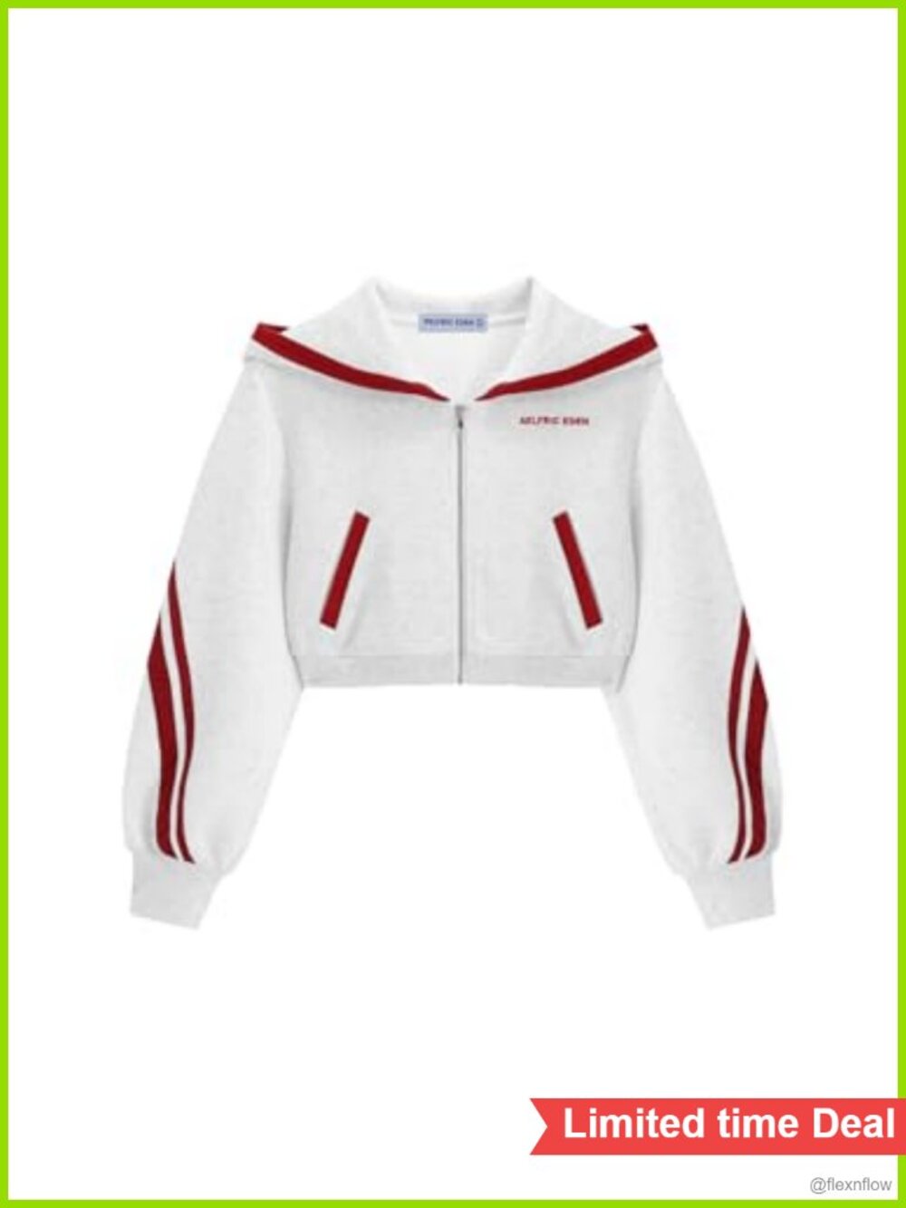 Cropped Contrast Stripe Zip Up Hoodie Y2K Streetwear Cotton Blend